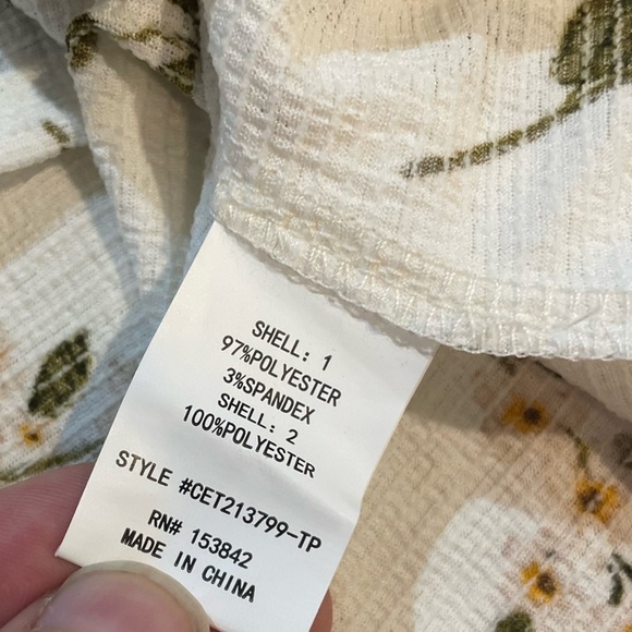 Melloday Cream + White Floral Blouse Top Women’s Size 1X Semi-Sheer Flowy - Picture 8 of 9